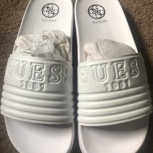 Guess White Slides Size 9